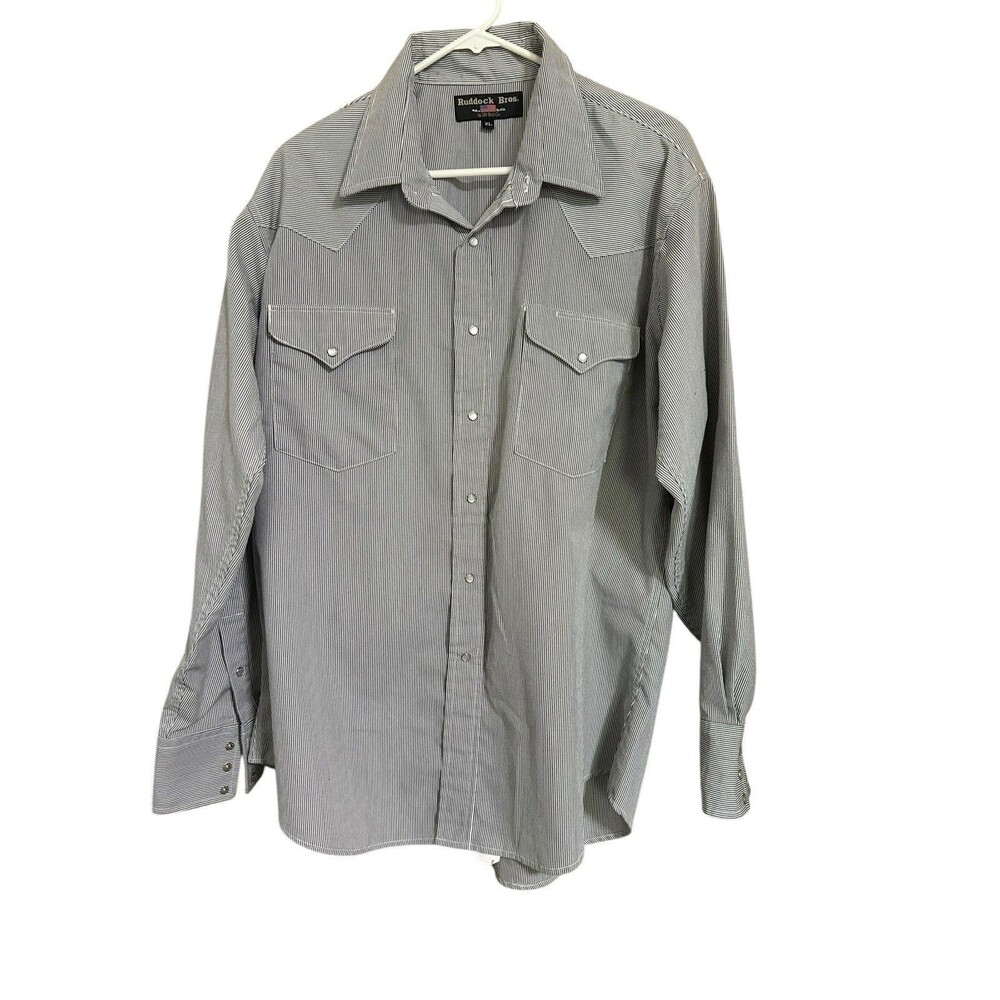 Ruddock Bros FASHION PEARL SNAP BROWN STIPED SHIRT COWBOY CUT LONG SLEEVE XL